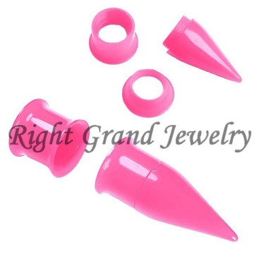 Pink 2-1 Interchangeable Ear Plug Tunnel Jewelry Ear Tunnel